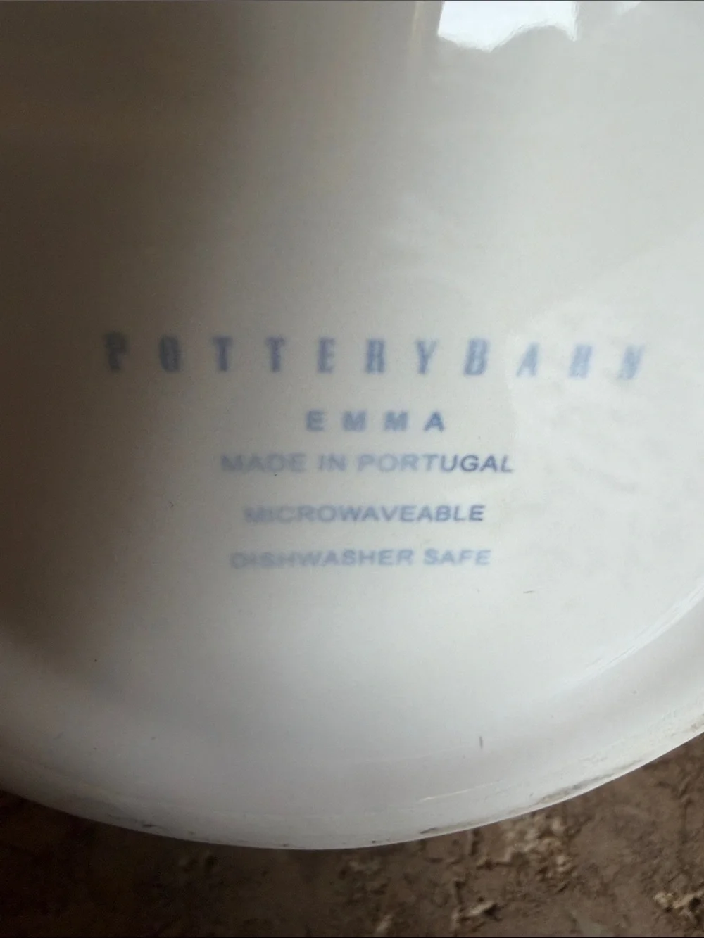 Pottery Barn Cream Earthenware Teapot with Beaded Rim Made in Portugal